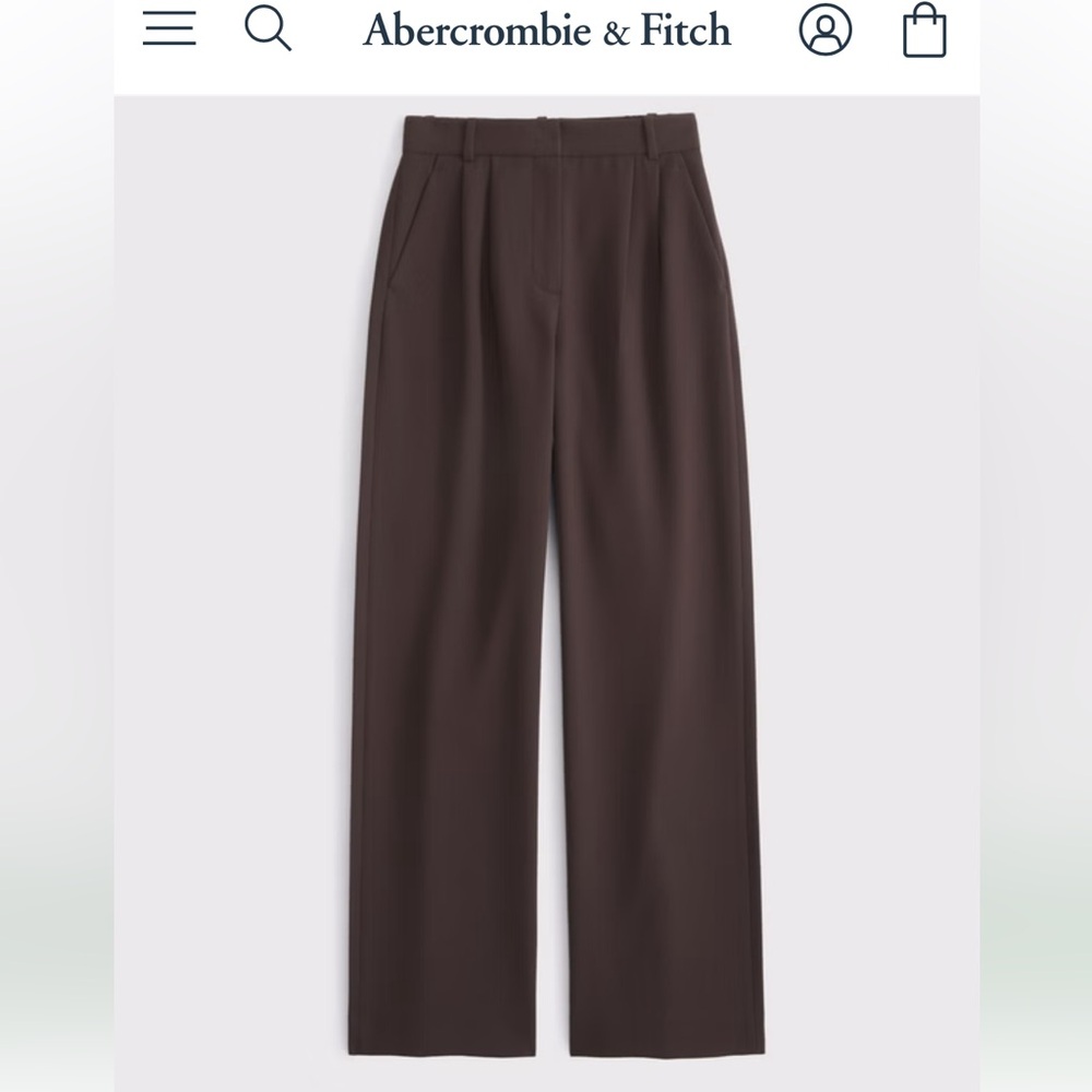 Abercrombie & Fitch Wide Leg Trousers in Dark Brown